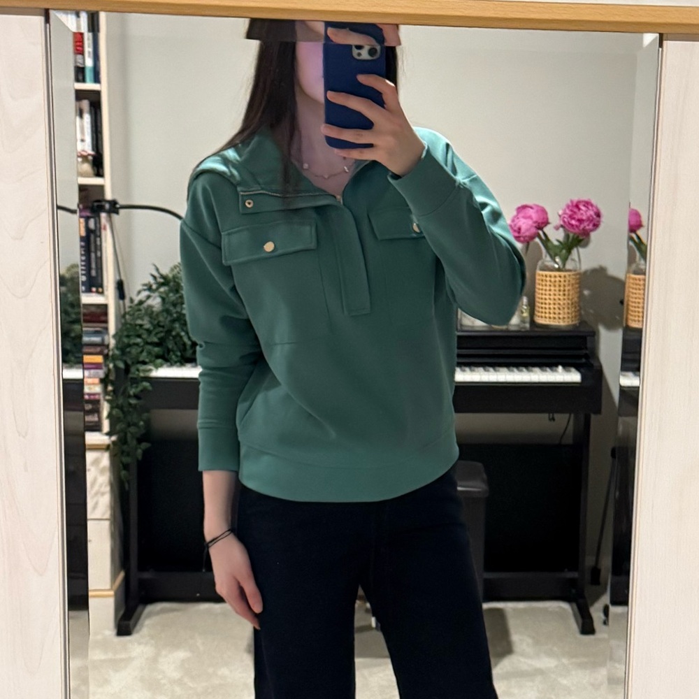 Mango Green Half Zip-Up Sweatshirt